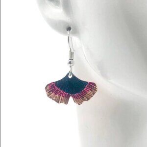 Boho festival Ginko Leaf fashion earrings blue and purple